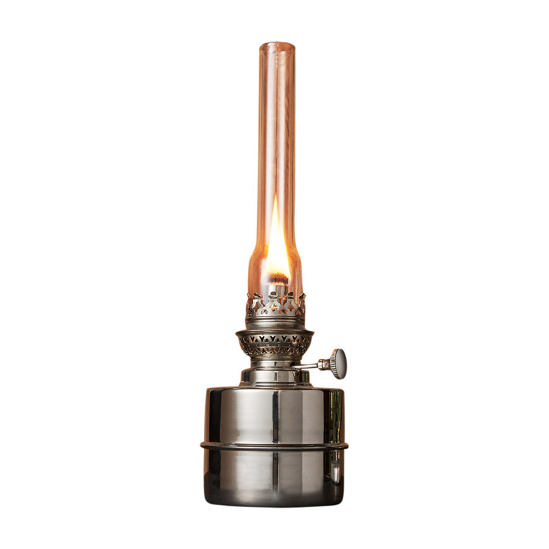 Oil Lamp - Extra-Bright Hurricane Lamp with Antique-Style Nickel Body and Glass Chimney - Decorative Kerosene Lantern with Adjustable Wick - Oil Lamps for Indoor Use by Kings County Tools