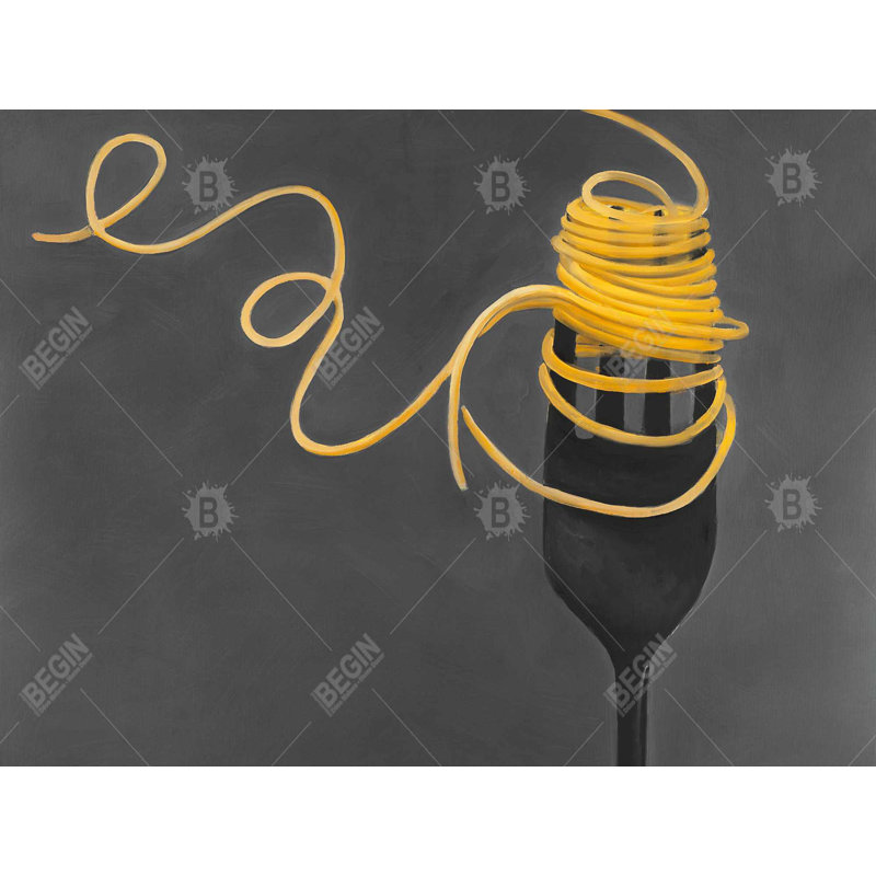 Gray Gastronomy Duvet Cover - Spaghetti Pasta Fork Design