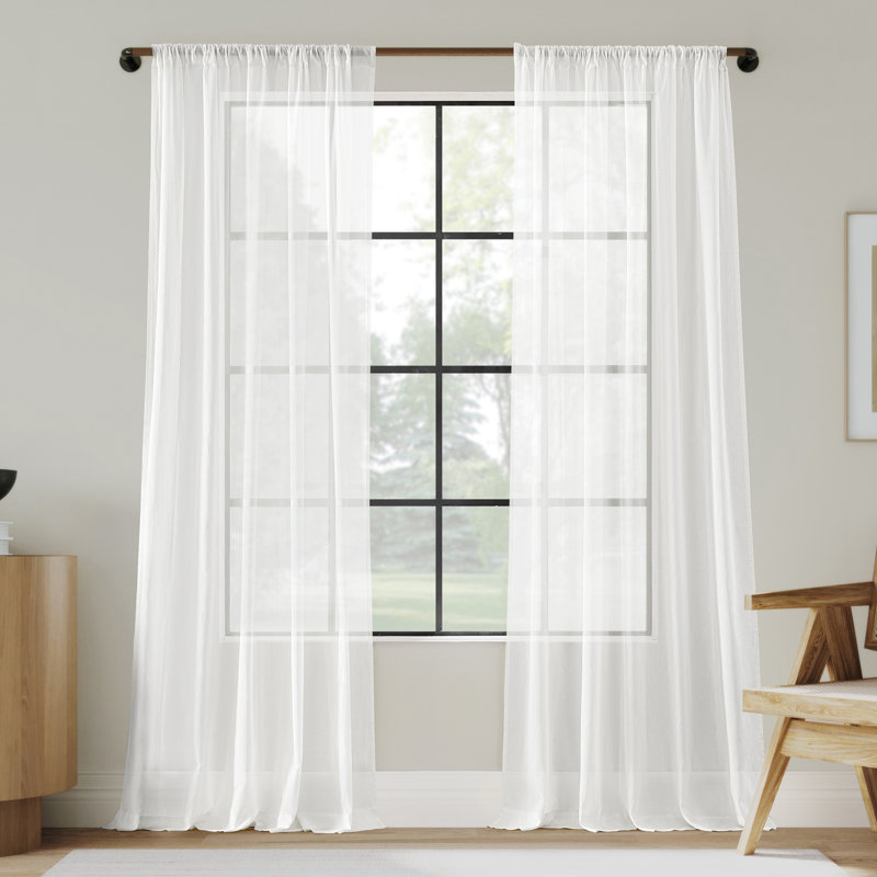 Indigo Road by Egypt Sherrod Nahla 100% Cotton Sheer Rod Pocket Curtain Panel, White, 50" W x 96" L