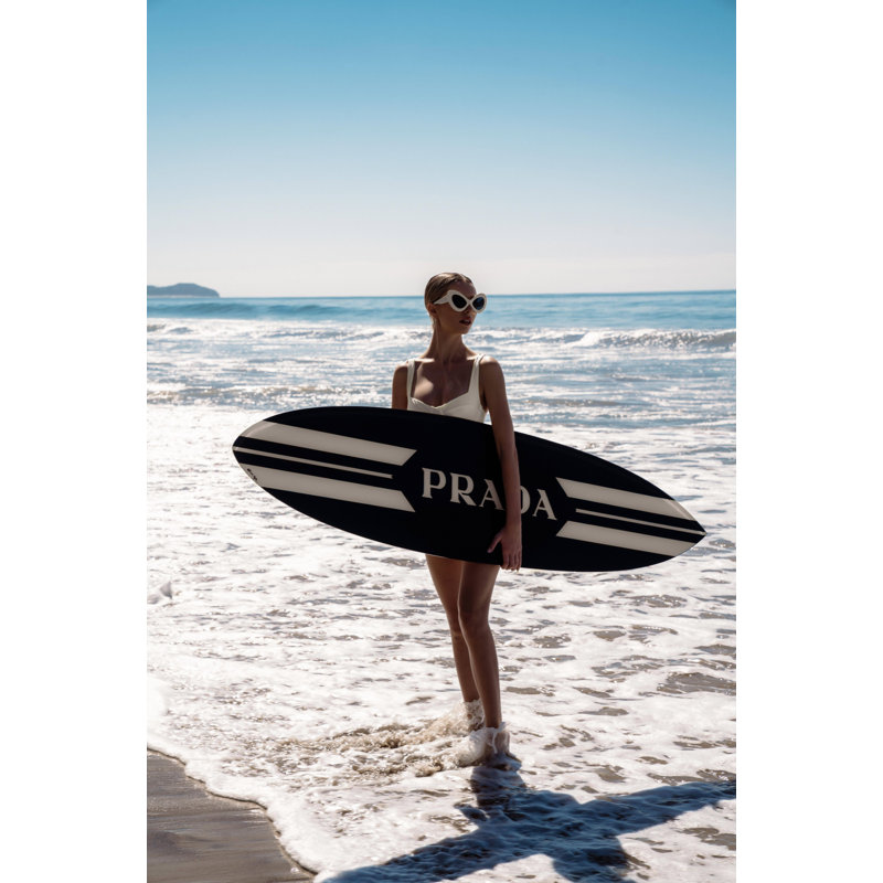 Decorative Surfboard Wall Art Print on Acrylic, Coastal Jeweled Waters Surfboard