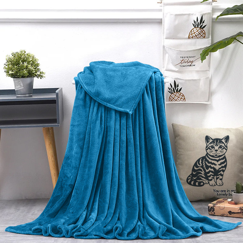 Adamczyk Machine Tufted Throw Blanket, W200 x L240cm, Teal