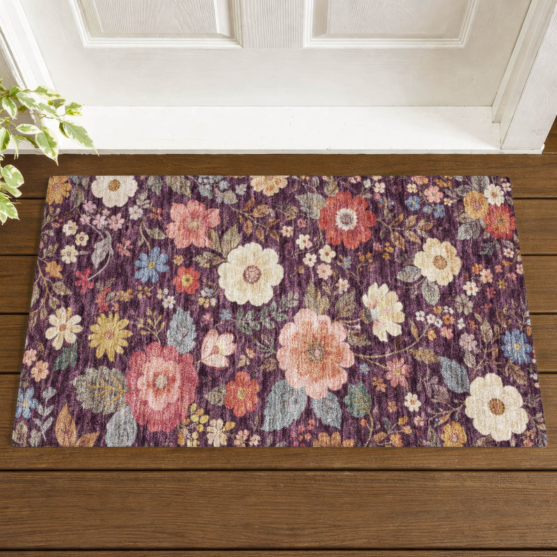 Machine Washable Indoor/Outdoor Chantille ACN2945 Floral Rug, 1'8" x 2'6"