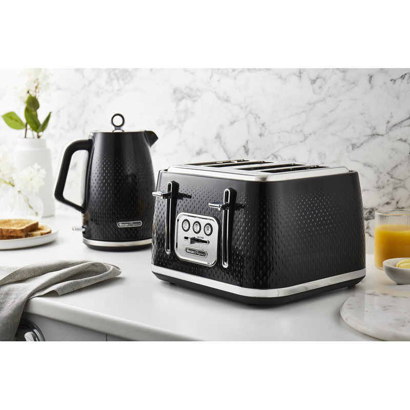 Swan Elegance 4 Slice Toaster with 7 Browning Levels, Defrost, Reheat functions & Anti-Jam, Black