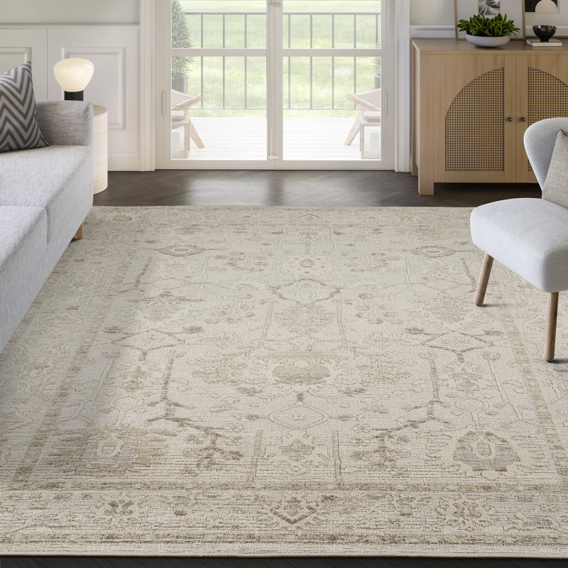 Abani Rugs NRA140A Traditional Botanical Motif Beige Area Rug, Rectangle 6' x 9'