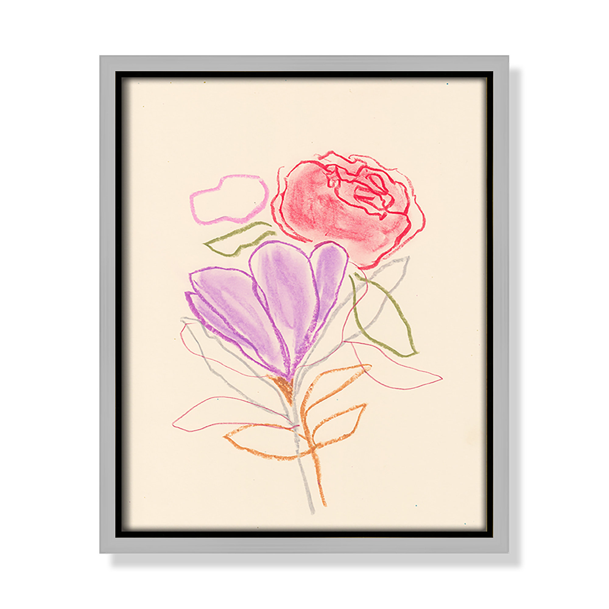 Simple Floral III Print by Bea Dina, Silver Floater Framed Canvas, No Mat, 11.5" H x 9.5" W x 2" D