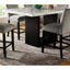 Ensemble de salle à manger transitionnel 7 pièces avec table rectangulaire en marbre et 6 chaises hautes rembourrées à dossier plein, garnies de clous décoratifs, disponibles en blanc, gris ou noir. Différentes combinaisons de couleurs.