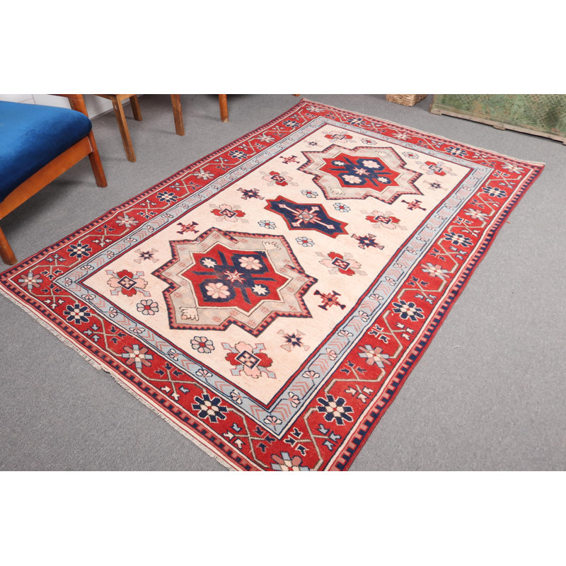 Tapis boho rétro rouge turc: tapis décoratif antique de style Anatolien pour le salon