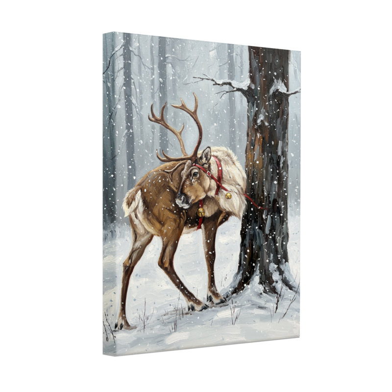 «Christmas Winter Forest Reindeer Snowfall Scene», ensemble de 3 impressions sur toile, H 24 po x l 16 po