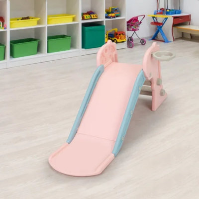 Ensemble de jeu pour enfants 3 en 1 avec aire de jeu pour enfants intérieur et extérieur avec panier et ballon de basketball, glissade d'activité sur le thème des dinosaures pour les enfants de moins de 3 ans