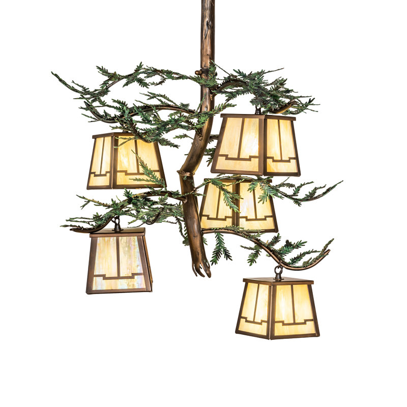 29" Wide Pine Branch 5 Light Chandelier