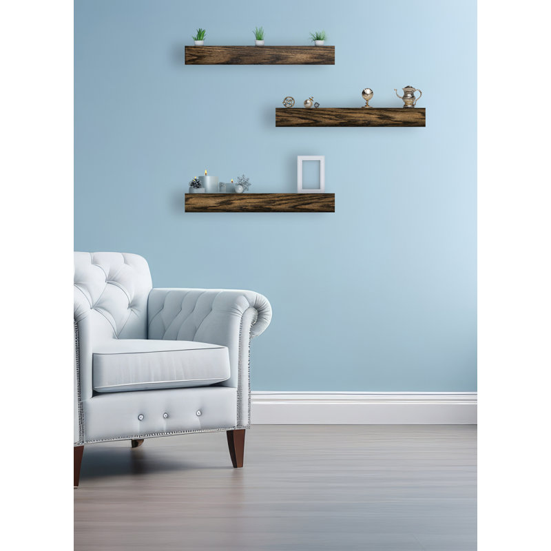 3 Piece Oak Floating Shelf, 3'' H x 30'' W x 6'' D