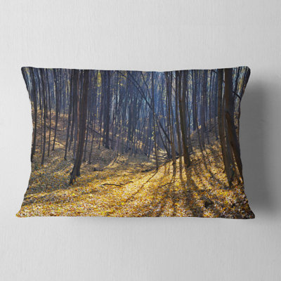Thick Autumn Forest Woods - Forest Printed Throw Pillow