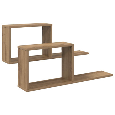  Floating Shelves with Shelf with Storage Engineered Wood Wall Mounted