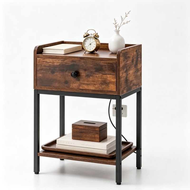 40cm W Metal Bedside Table