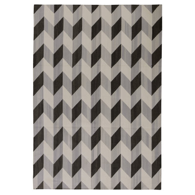 Tapis rectangulaire en laine à tissage plat
