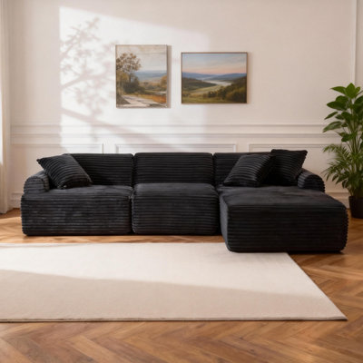 105" L Shaped Couch, Modular Sectional Sofa With Chaise, Boneless Couch With Deep Seatfor Living Room, Bedroom
