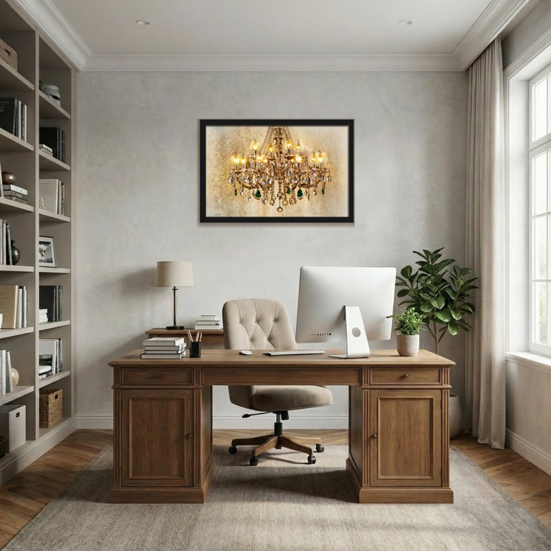 Lustre tendance avec cristal et pierres précieuses, H 16 po x l 24 po