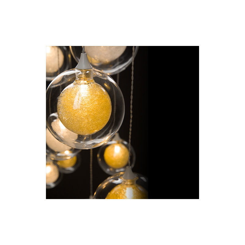 19 - Light Pendant, Clear/Gold