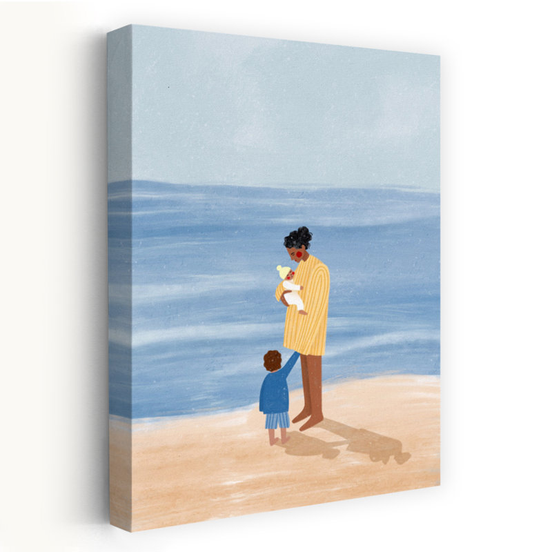 Family Beach Day Contemporary Beach Ocean Wall Art Print by Bea Muller - Wrapped Canvas Print, 60.96cm H x 40.64cm W