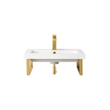 Boston Glossy White Resin Rectangular Wall Mount Bathroom Sink with Overflow