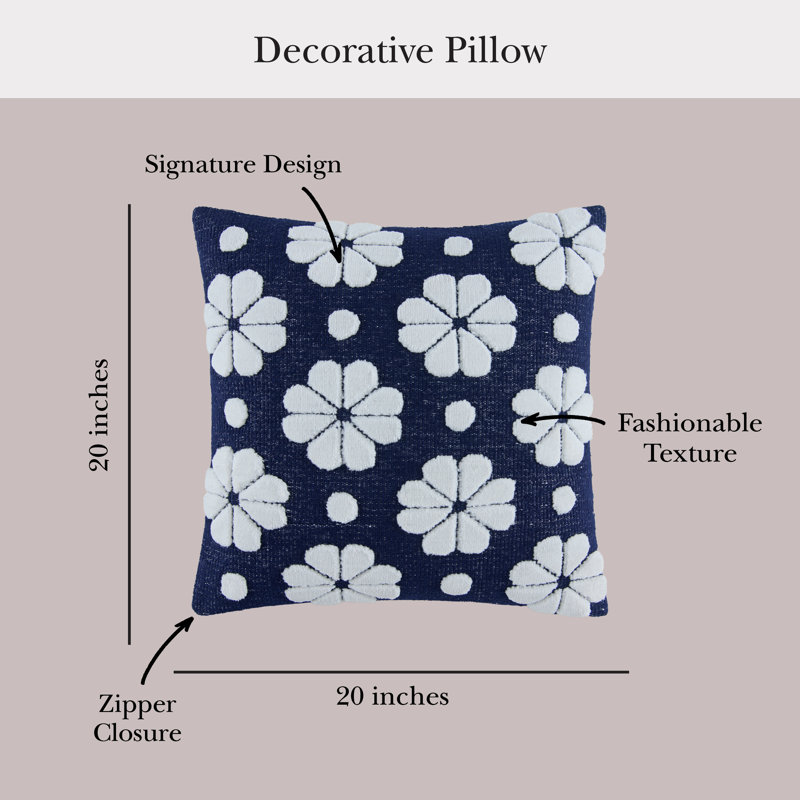 kate spade new york Scallop Edge Throw Pillow, 18" x 18" Purple Decorative Pillow for Beds or Sofas, Navy