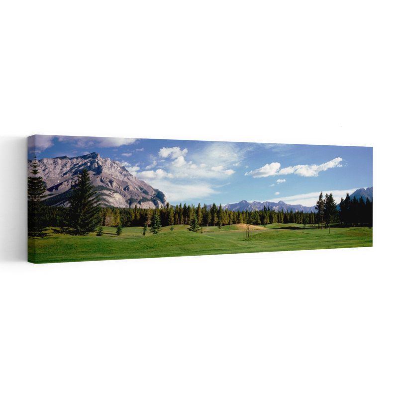 «Golf Course Banff Alberta Canada Abstract Contemporary Forest Landscape», art mural, H 36 po x l 12 po