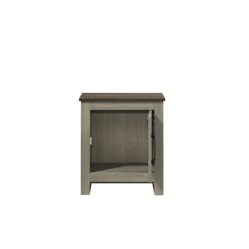 Table d'appoint en chêne gris avec rangement intégré - 40,6 cm (l) x 54,6 cm (h) - Idéale pour un coin salon ou une chambre - Finition noyer - Plateau de rangement contrasté - Plateau de rangement pour l'intérieur