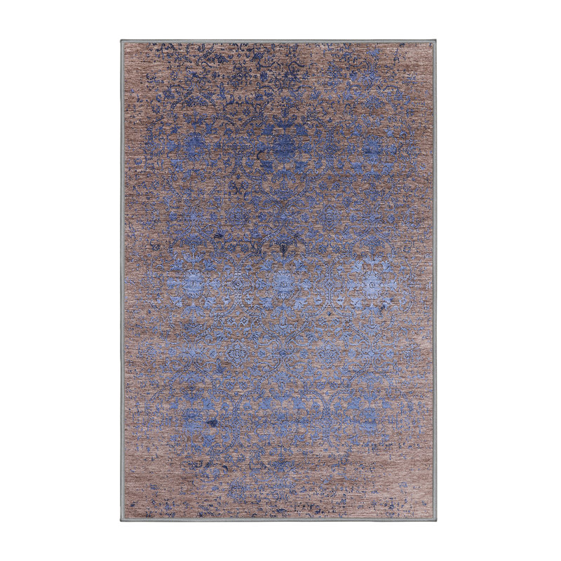 Tapis brun / bleu Shae, Tapis de couloir 2 pi x 5 pi