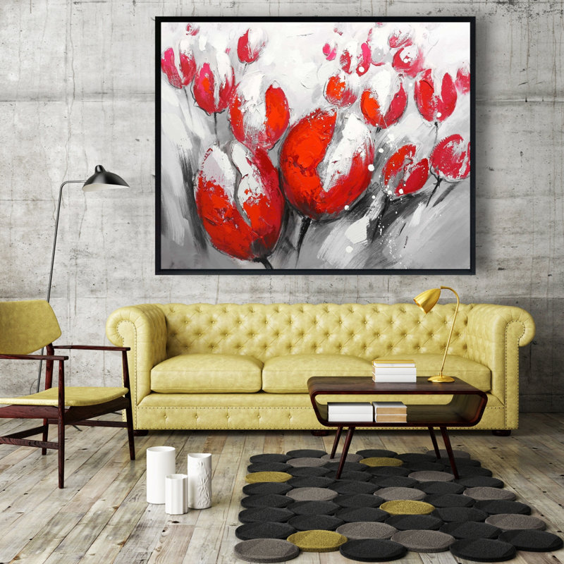 Red Tulips Print On Canvas