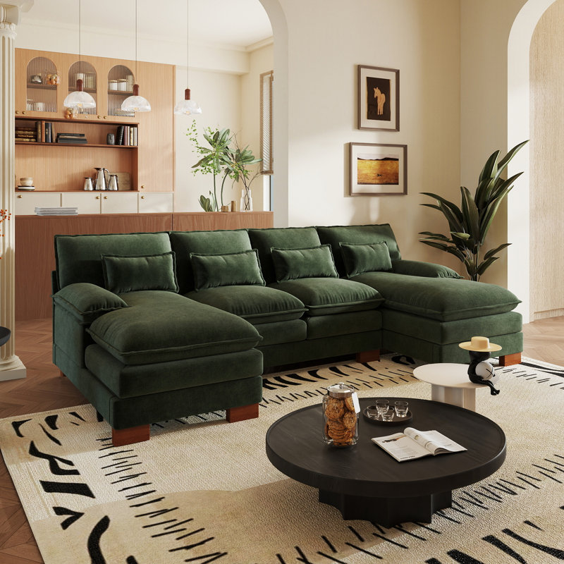 Canapé modulaire en chenille 112 po, Chenille verte