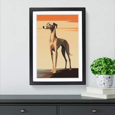 Whippet Minimalism Art - Framed Print