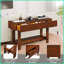 Table basse de 52 pouces style Mid-Century Farmhouse avec tiroirs de rangement, pieds en bois massif faciles à nettoyer pour le couloir du salon-1291207992