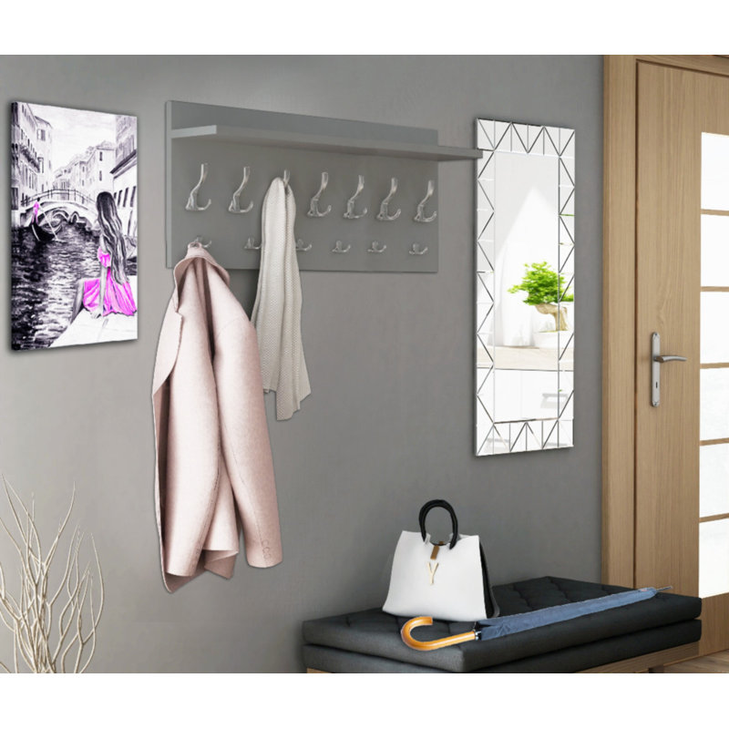 Eizen Wall 13 - Hook Coat Rack, Dark Grey