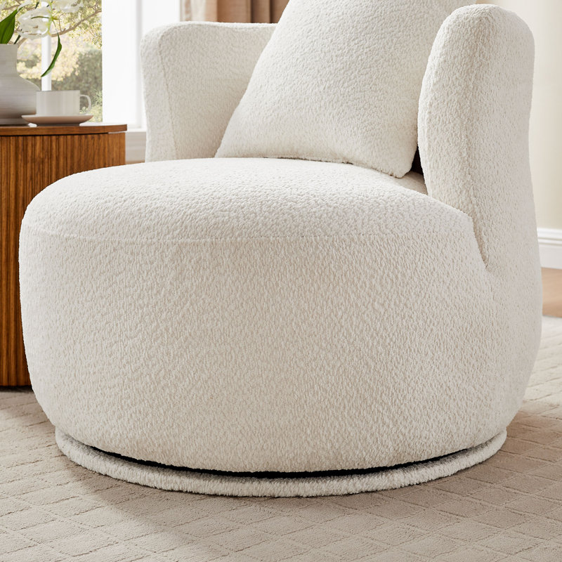 Fauteuil demi-tonneau pivotant de 31,89 po, fauteuil d'appoint rembourré à 360 ° avec coussin pour chambre et appartement (ensemble de 2)