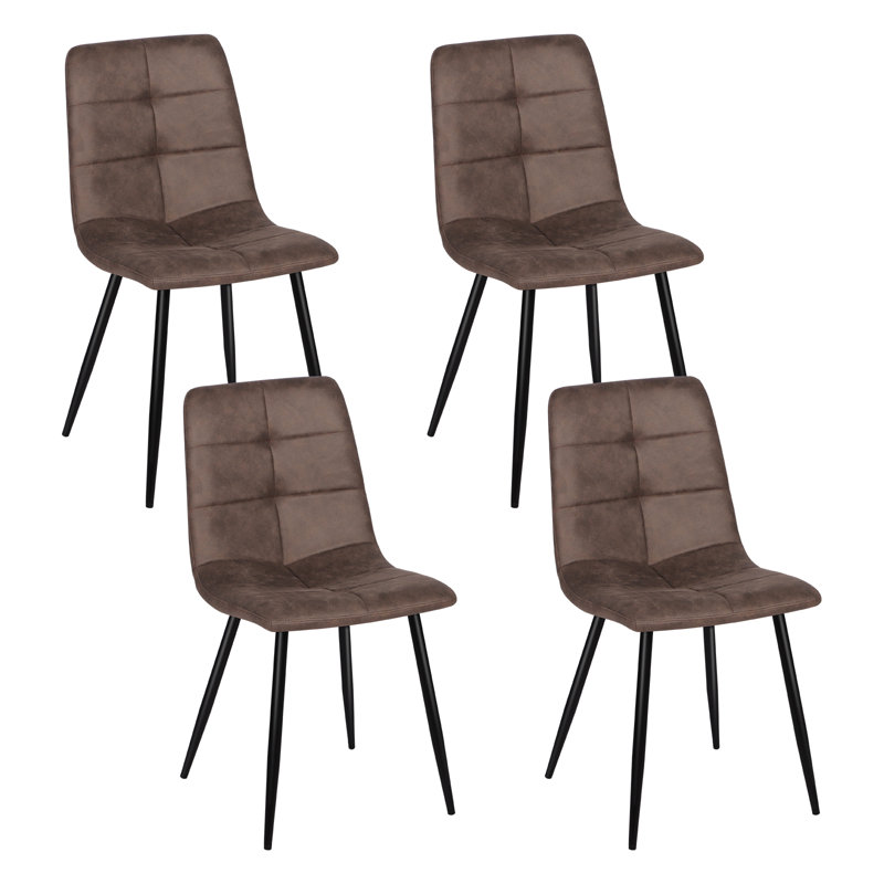 49cm H Upholstered Metal Upholstered Back Side Chair, Brown