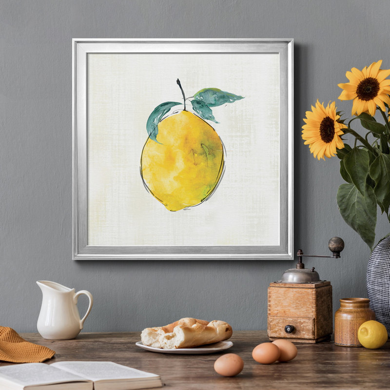 Happy Lemon - Reproduction d'art sur toile encadrée, H 17,5 po x l 17,5 po x P 1,5 po, Toile argentée encadrée