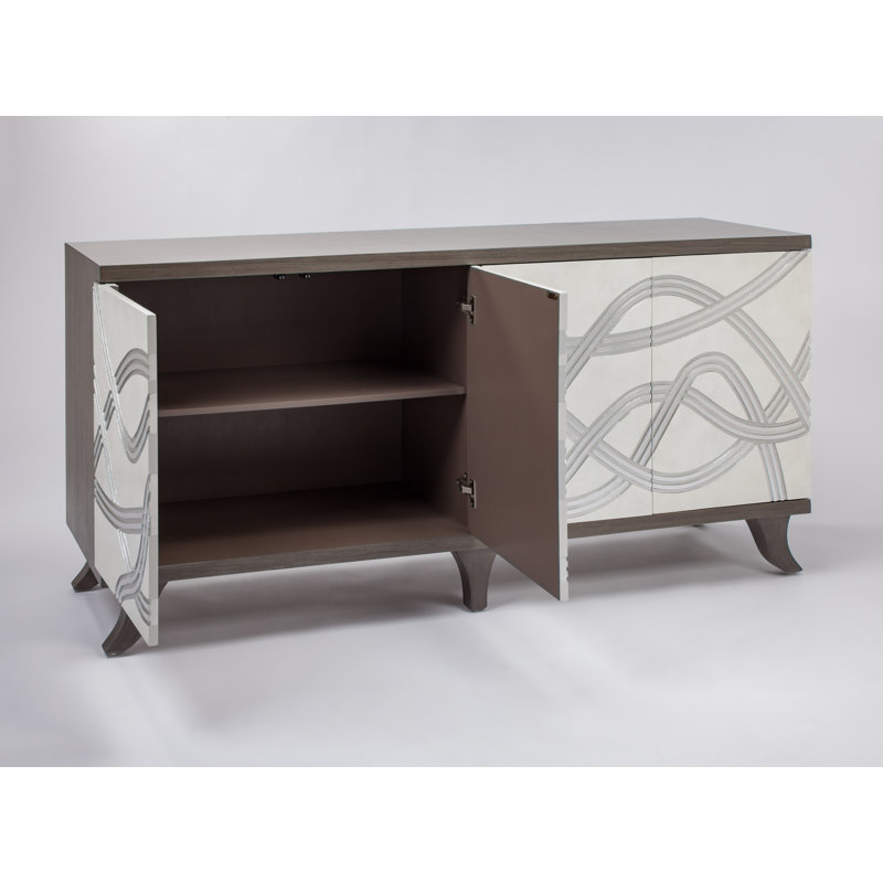 72'' Frosty White and Smoky Gray Traditional Sideboard