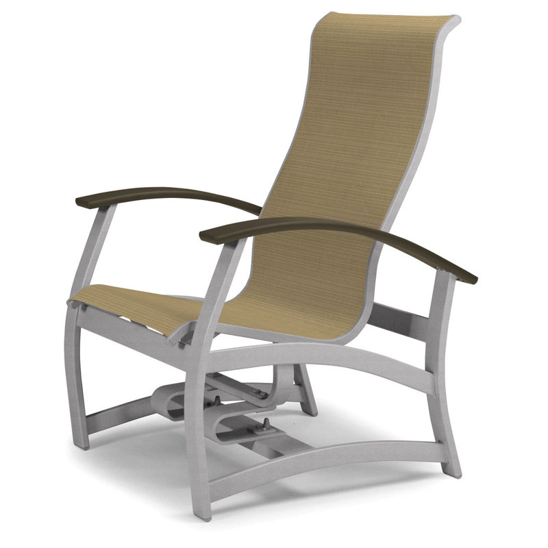 Askar Swivel Powder Coated Aluminum Outdoor Lounge Chair, Bristol Taupe Sunbrella®, Beachwood P40, Textured Silver