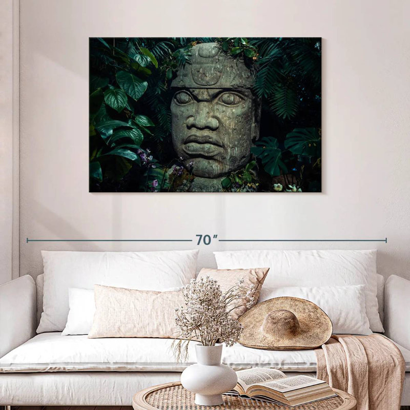 Tête Leisha Mayan Olmec, H 30 po x l 45 po