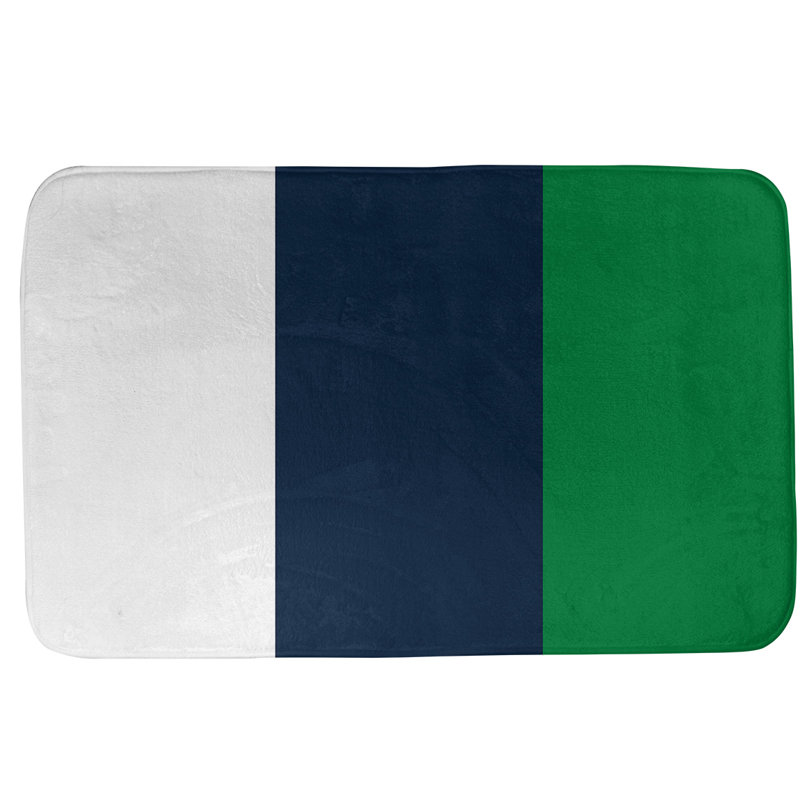 Memory Foam Non-Slip Bath Rug, 21" W x 34" L, White/Astros Navy/Green