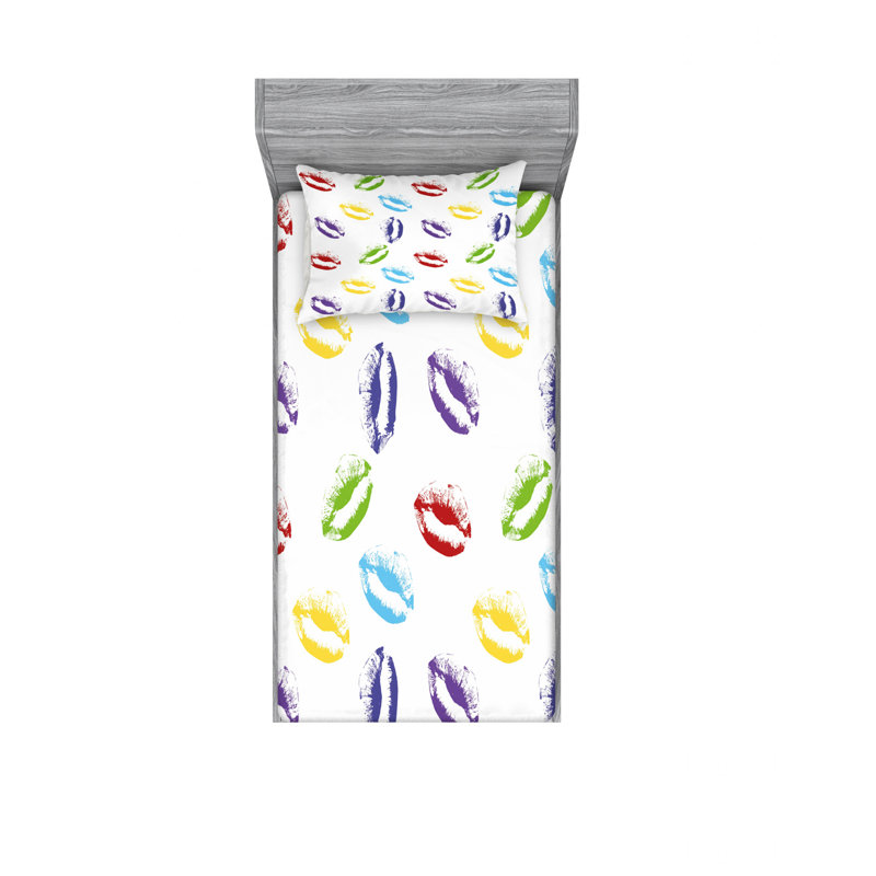 Ensemble de draps géométriques Make Up, Ensemble de draps pour lit simple avec drap-housse