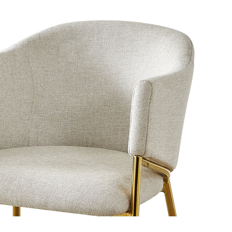 Chaises d'appoint en lin avec pieds chromés dorés, Beige