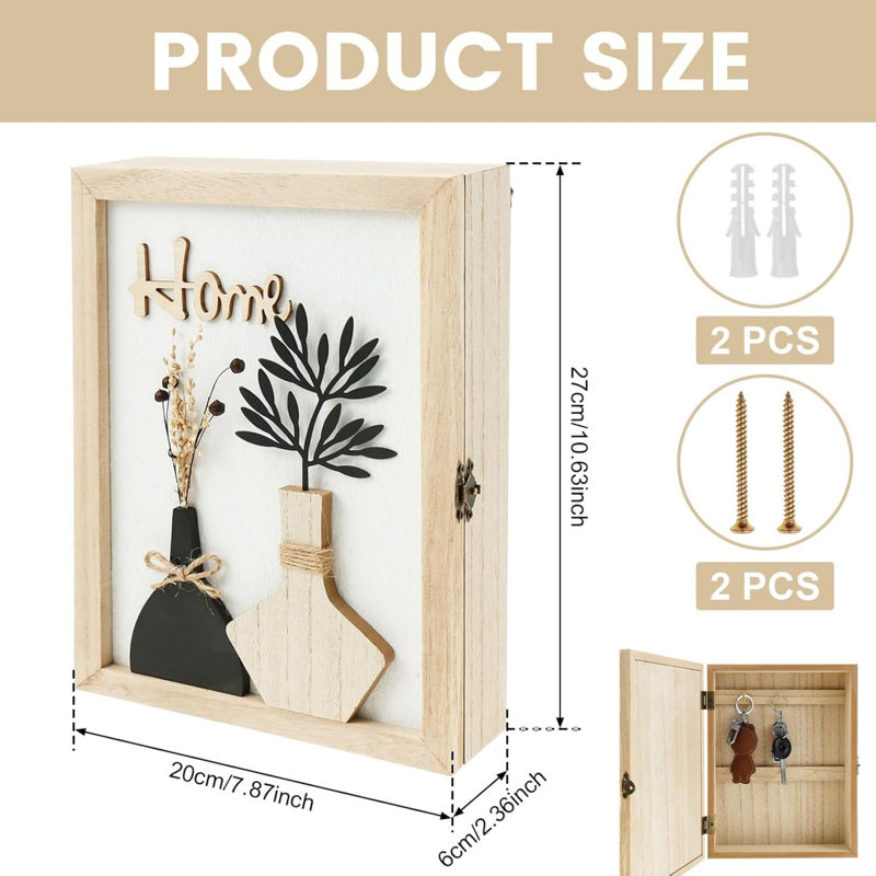 Wood Wall Organizer with Wall Baskets
