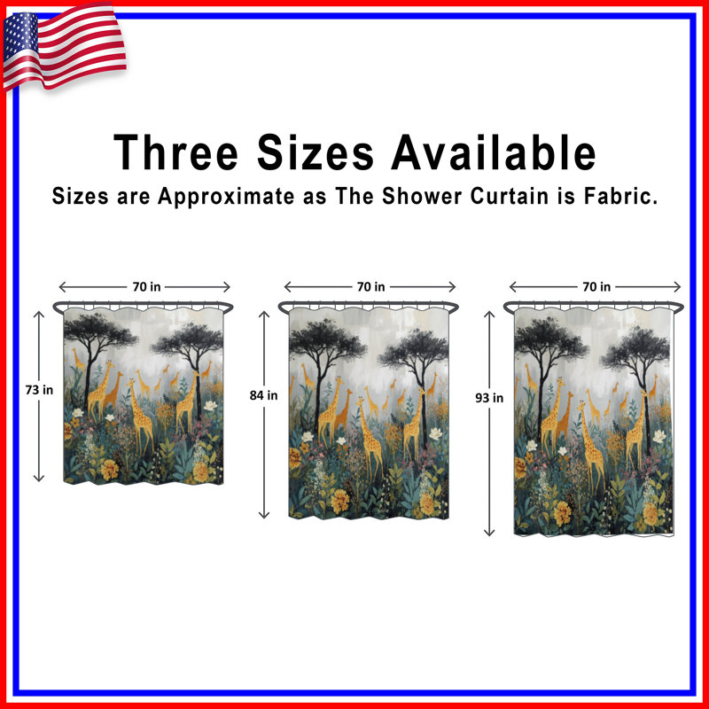 Rideaux de douche Girafes In Wildflowers, L 70 po x H 72 po