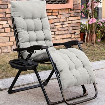 Portable Folding Chair, Gray With Cushioned Seat And Side Tray, Up To 264lbs, For Indoor & Outdoor Chair Tray Padded , Folds Easily, 264lbs Capacity,