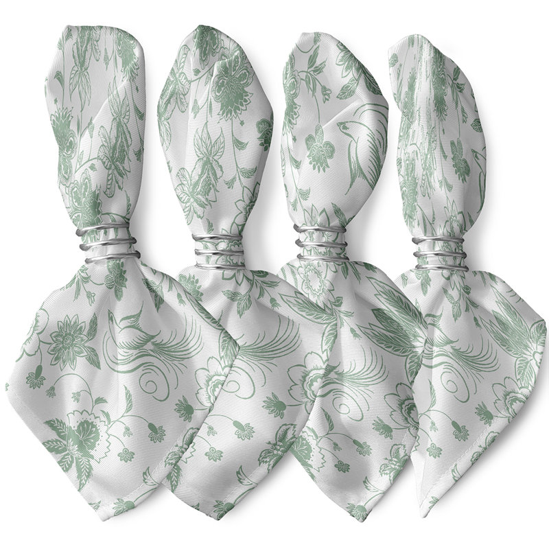 Aspacio Polyester Floral Square Napkin, Green