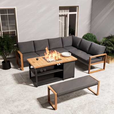 Ensemble de coin polyvalent 8 personnes avec table de cuisson Arunas