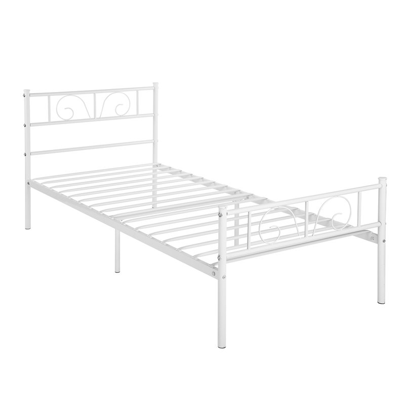 Metal Platforms Bed, White, Single (3')
