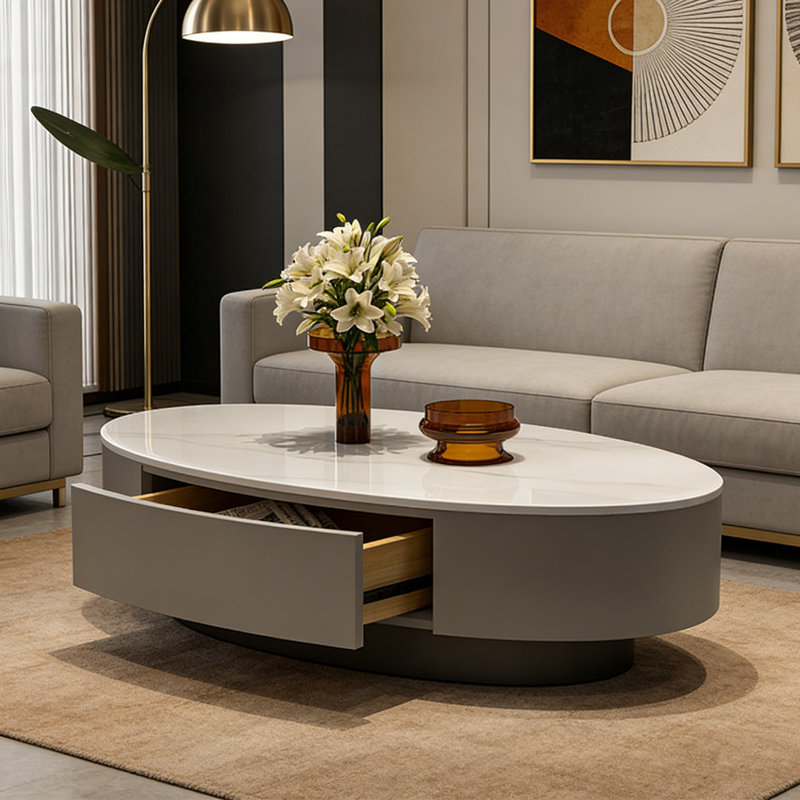 Nordic modern luxury coffee table, White/Gray