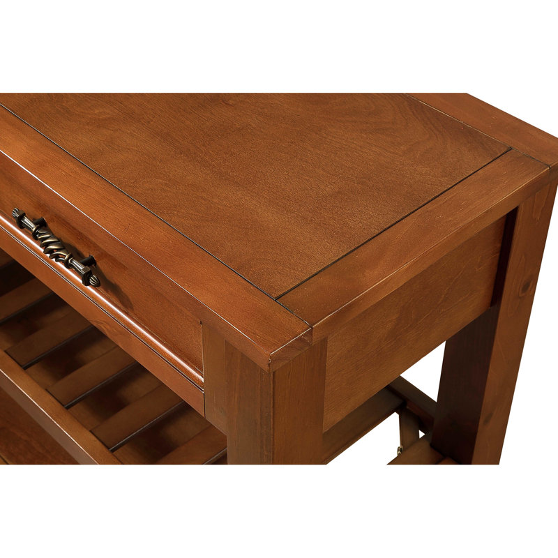 Buffet Mid-Century en bois massif brun avec 2 tiroirs et tablettes de rangement, idéal pour le salon, le hall d'entrée, la console de 42 po et le bureau de la chambre à coucher